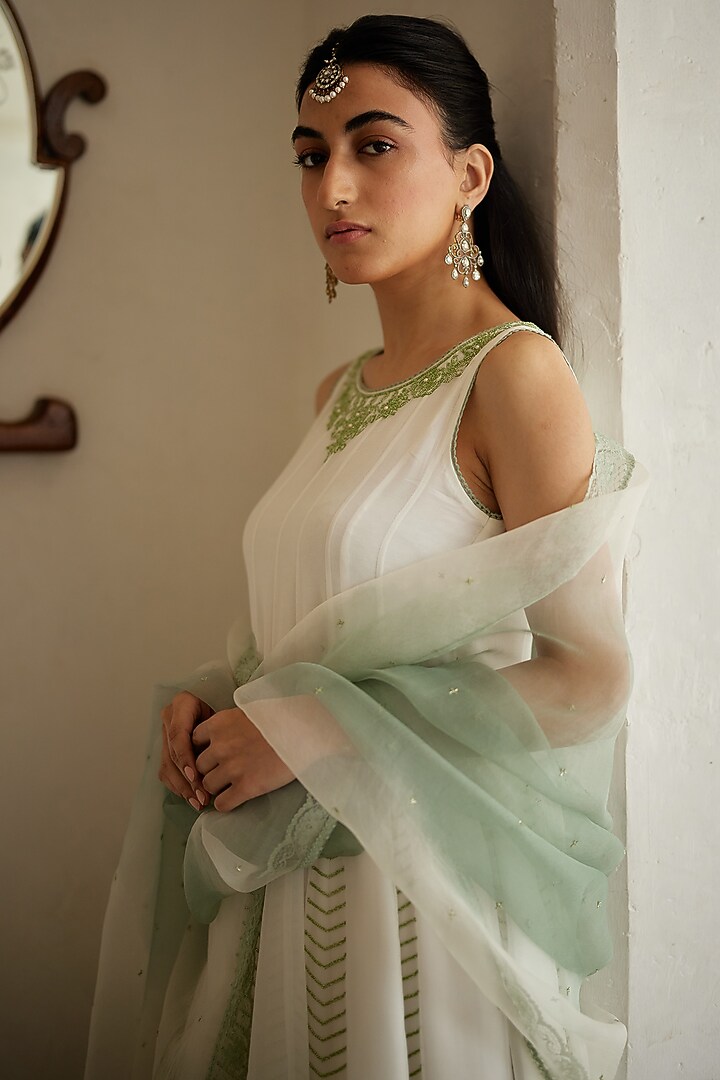 Ivory Georgette Hand Embroidered Wedding Sharara Set by Label Nimbus at Pernia's Pop Up Shop