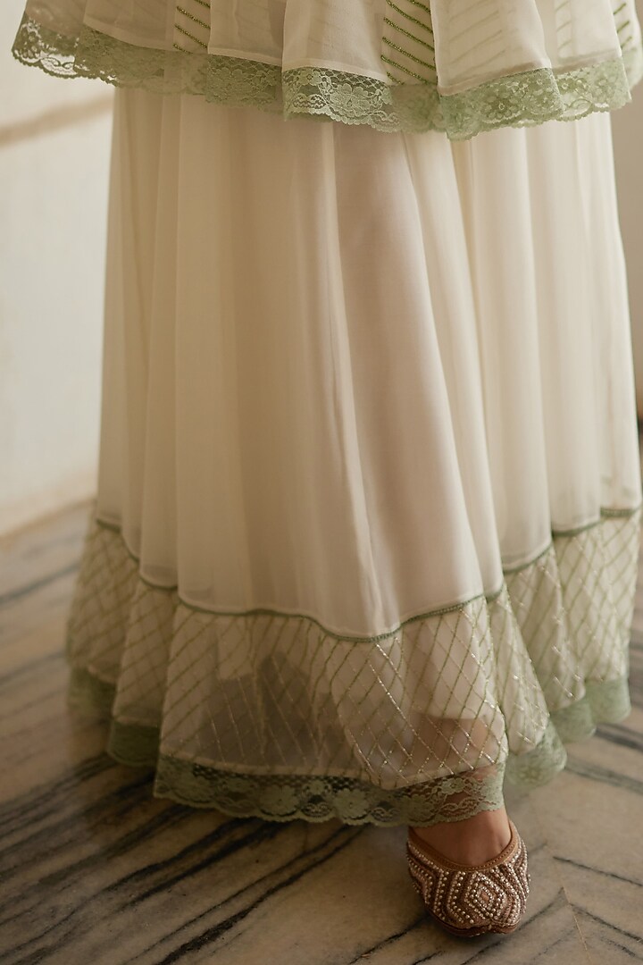 Ivory Georgette Hand Embroidered Wedding Sharara Set by Label Nimbus at Pernia's Pop Up Shop