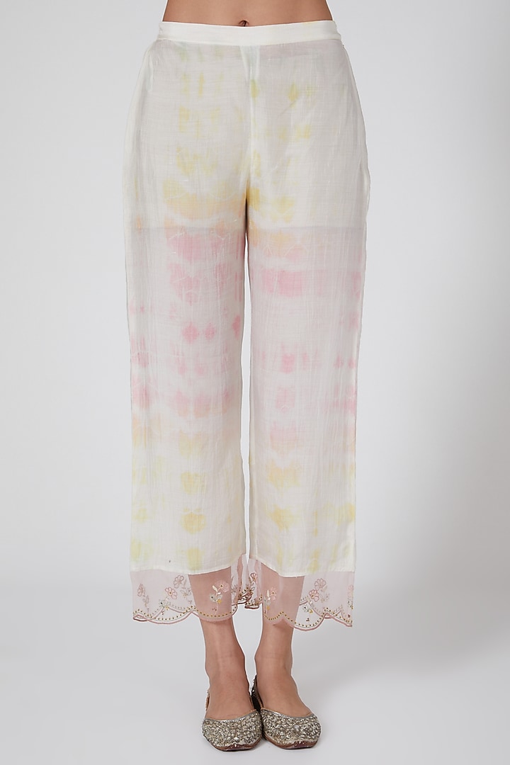 White & Pink A-Line Tie-Dye Kurta Set by Label Nimbus at Pernia's Pop Up Shop