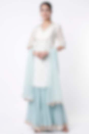 Powder Blue Gota Hand Embroidered Party Wear Sharara Set by Label Nimbus at Pernia's Pop Up Shop