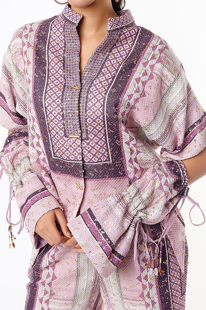 Lilac Printed Pant Set by Nikita Mhaisalkar at Pernia's Pop Up Shop