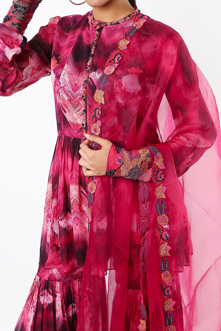 Magenta Embellished Bridal Sharara Set by Nikita Mhaisalkar at Pernia's Pop Up Shop