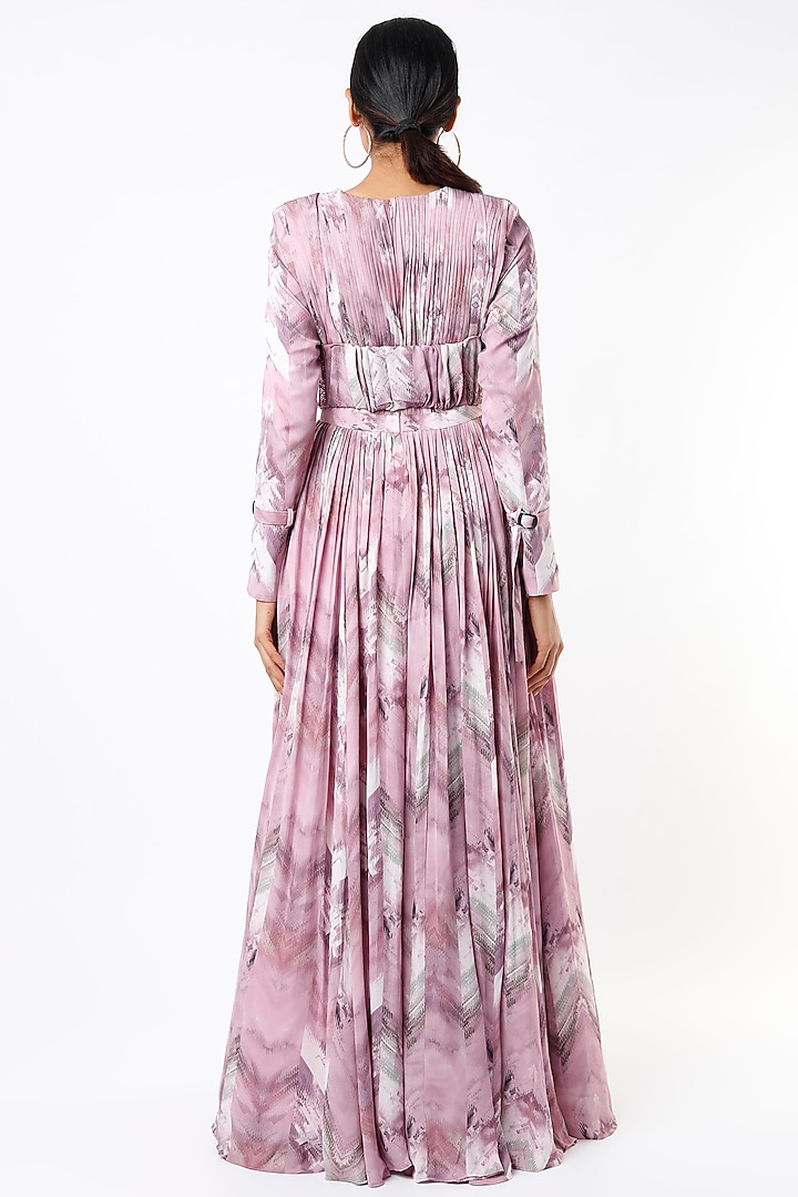 Lilac Printed & Hand Embroidered Maxi Party Wear Dress by Nikita Mhaisalkar at Pernia's Pop Up Shop