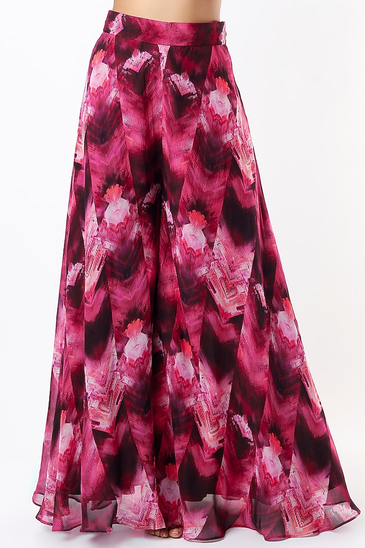 Magenta Organza Printed Bridal Sharara Set by Nikita Mhaisalkar at Pernia's Pop Up Shop