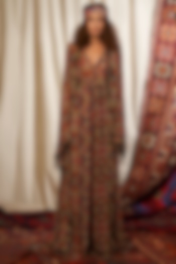 Brick Red Printed Jumpsuit by Nikita Mhaisalkar at Pernia's Pop Up Shop