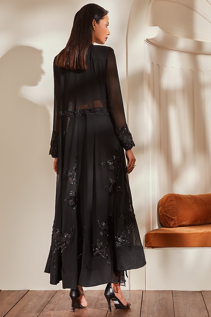 Black Embroidered Jacket Set by Nikita Mhaisalkar at Pernia's Pop Up Shop
