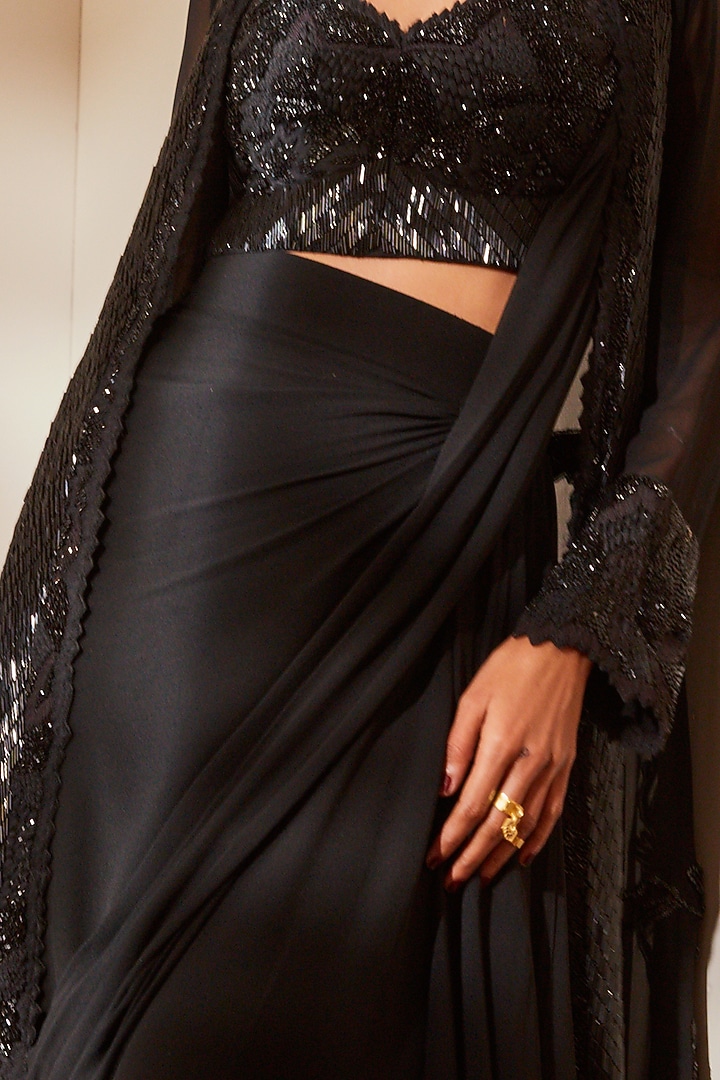 Black Embroidered Jacket Set by Nikita Mhaisalkar at Pernia's Pop Up Shop