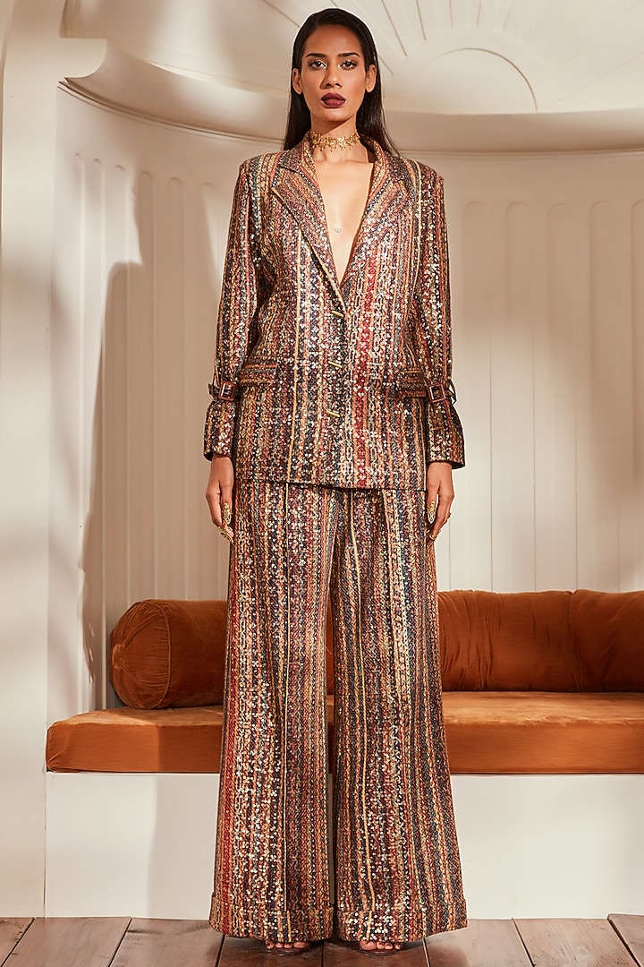 Multi Colored Printed Blazer Set by Nikita Mhaisalkar at Pernia's Pop Up Shop