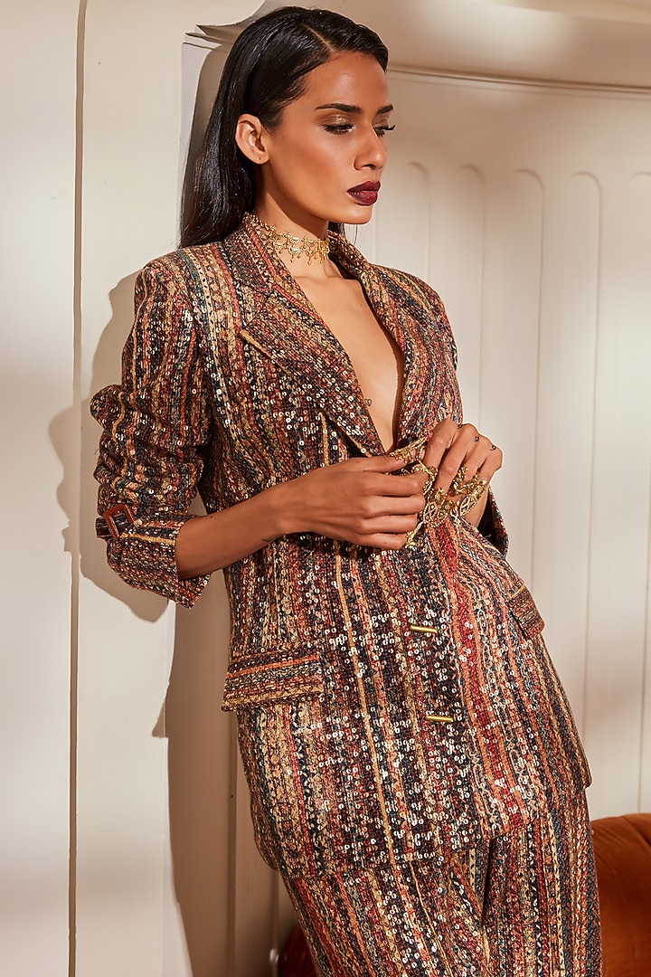 Multi Colored Printed Blazer Set by Nikita Mhaisalkar at Pernia's Pop Up Shop
