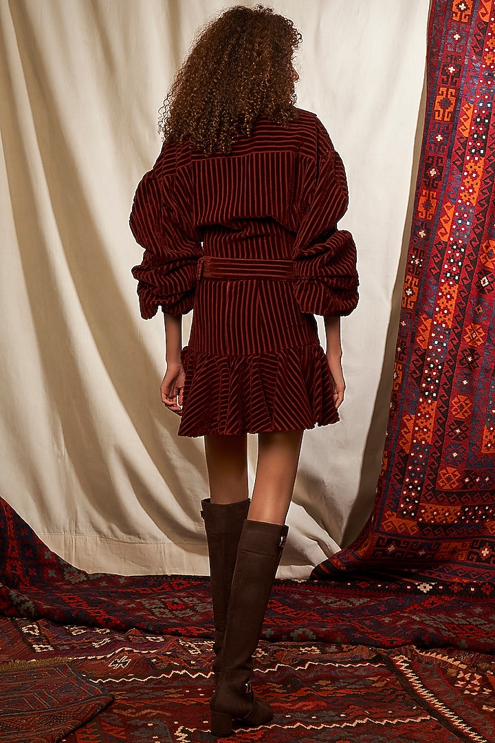 Wine Corduroy Skater Skirt by Nikita Mhaisalkar at Pernia's Pop Up Shop
