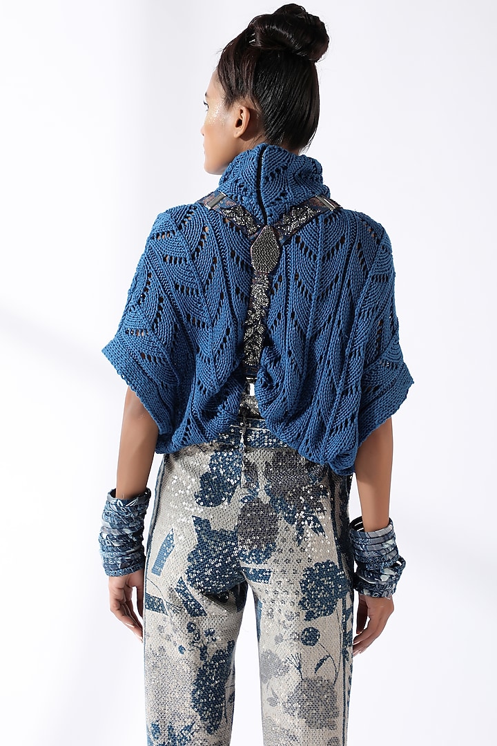 Indigo Blue Knit Sweater by Nikita Mhaisalkar at Pernia's Pop Up Shop