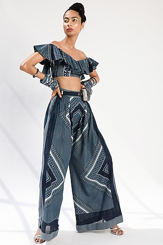Indigo Blue Printed Pants by Nikita Mhaisalkar