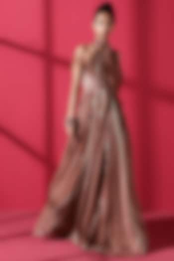 Terracotta Red Maxi Dress With Scarf by Nikita Mhaisalkar