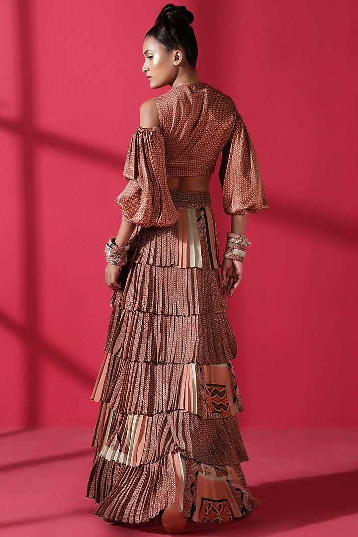 Terracotta Red Printed Skirt Set by Nikita Mhaisalkar at Pernia's Pop Up Shop