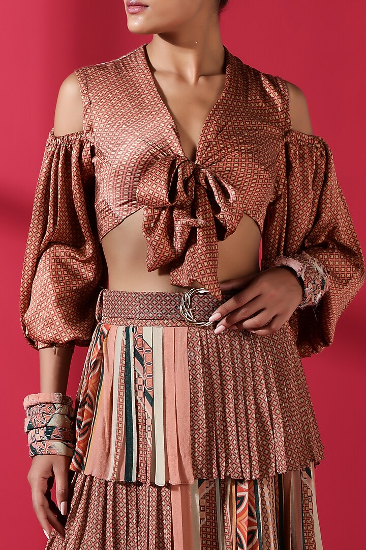 Terracotta Red Printed Skirt Set by Nikita Mhaisalkar at Pernia's Pop Up Shop
