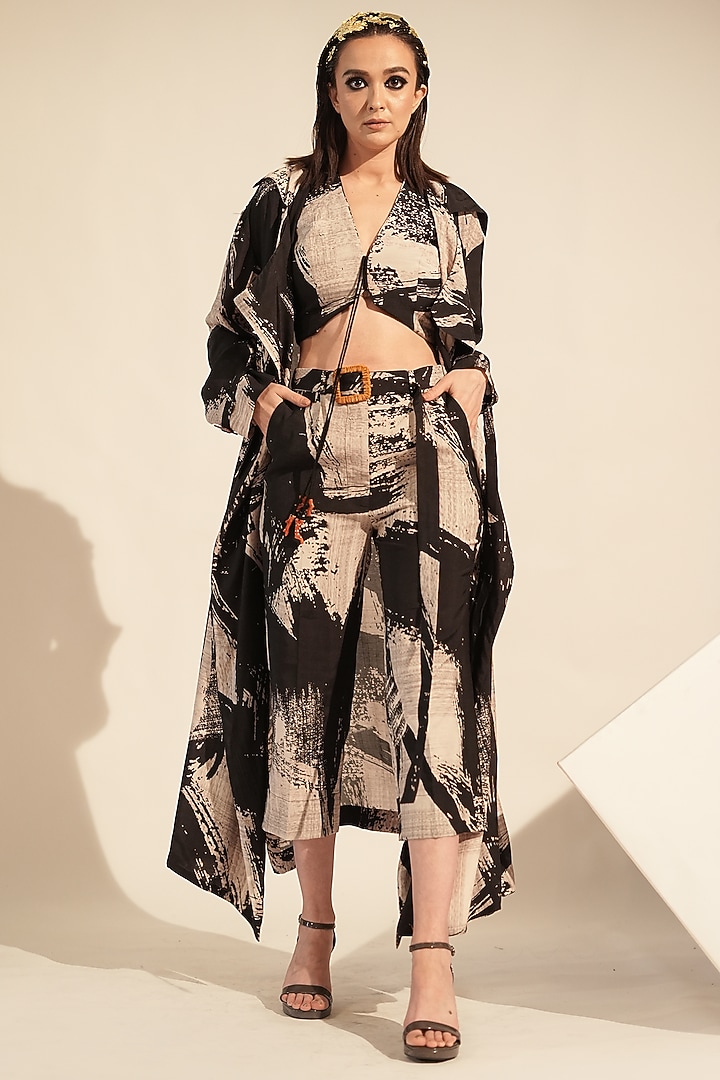 Black & White Silk Printed Top by Nikita Mhaisalkar at Pernia's Pop Up Shop