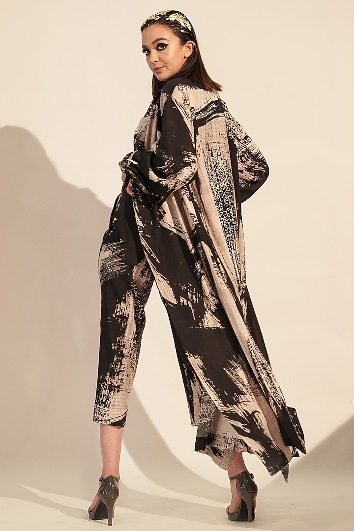Black & White Silk Printed Pants by Nikita Mhaisalkar at Pernia's Pop Up Shop
