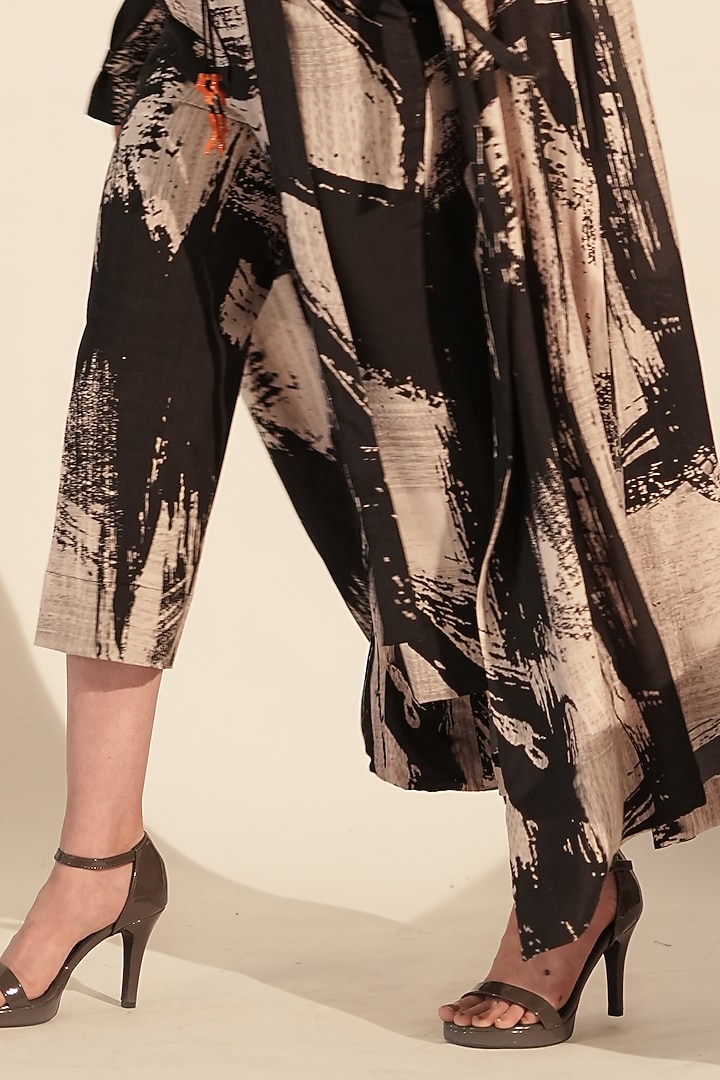 Black & White Silk Printed Pants by Nikita Mhaisalkar at Pernia's Pop Up Shop