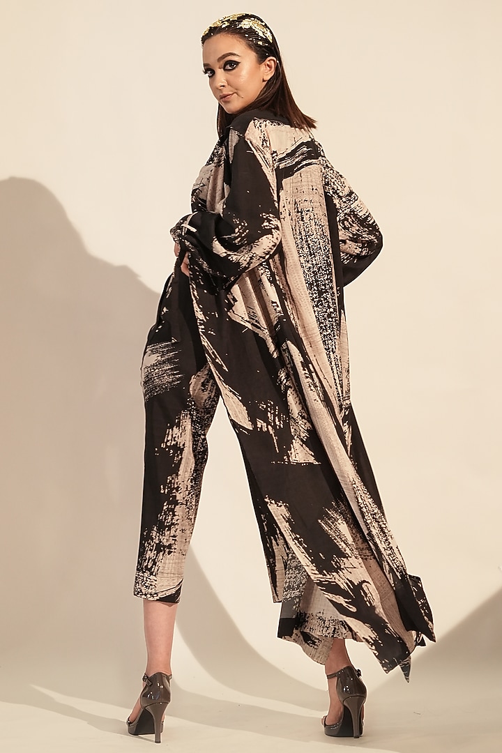 Black & White Silk Printed Jacket by Nikita Mhaisalkar at Pernia's Pop Up Shop