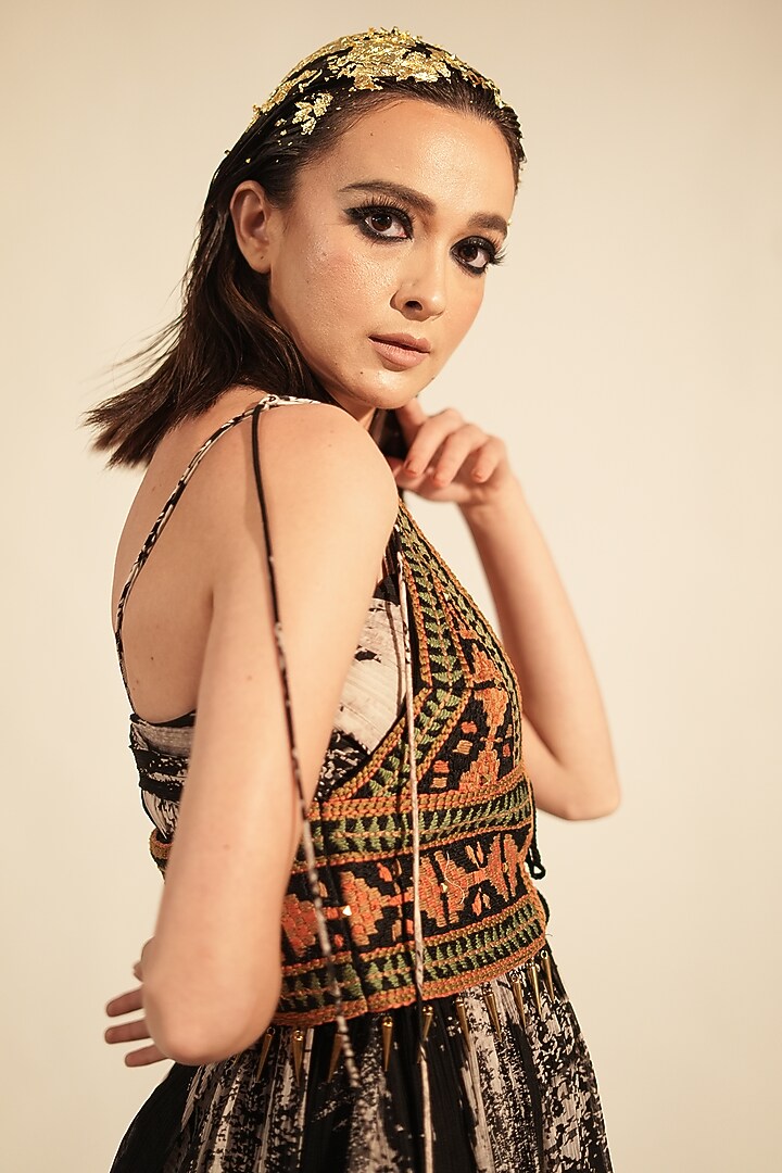 Black Suiting Embellished Gilet by Nikita Mhaisalkar at Pernia's Pop Up Shop
