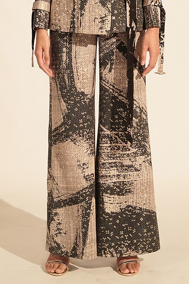 Black & White Georgette Printed Pant Suit Set by Nikita Mhaisalkar at Pernia's Pop Up Shop