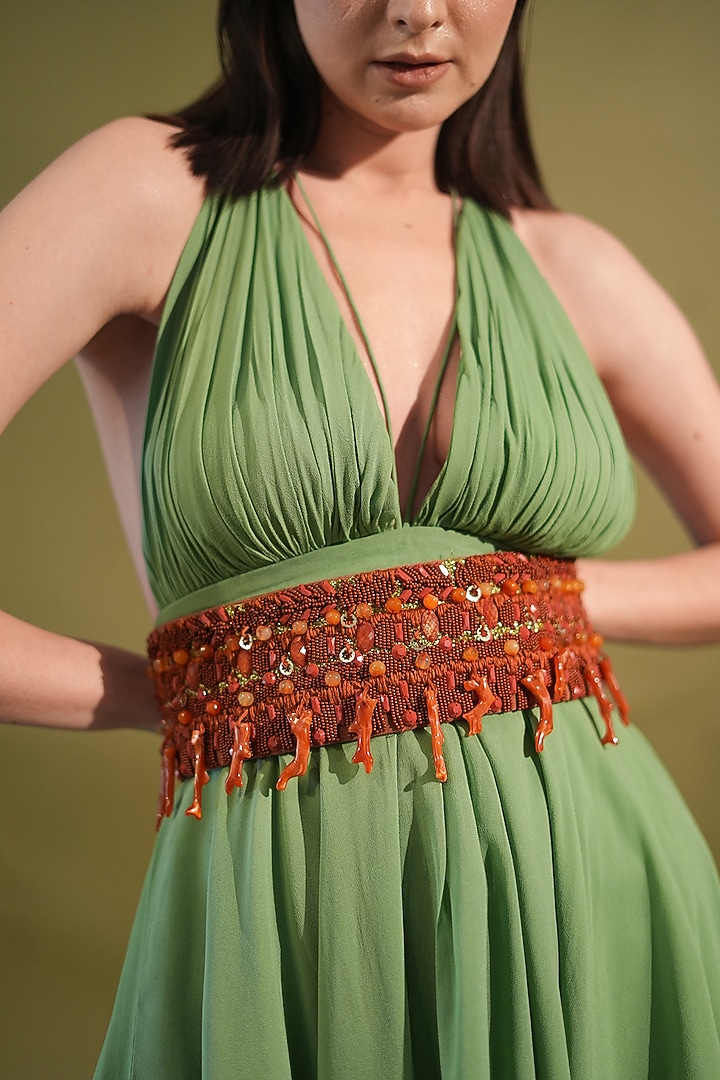 Tangerine Tulle & Luxe Suiting Embellished Belt by Nikita Mhaisalkar at Pernia's Pop Up Shop