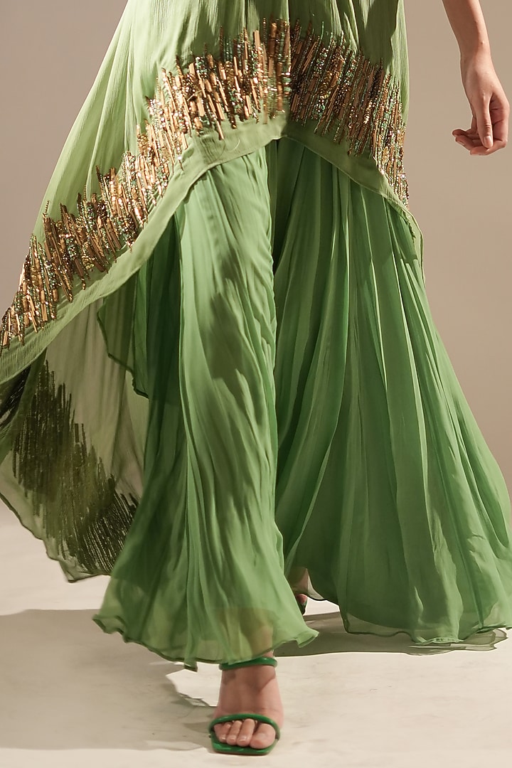 Jade Pure Georgette Bridal Sharara Set by Nikita Mhaisalkar at Pernia's Pop Up Shop
