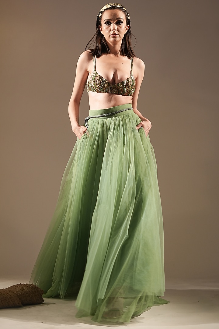 Jade Tulle Skirt by Nikita Mhaisalkar at Pernia's Pop Up Shop