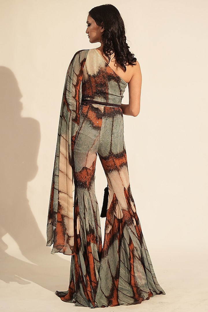 Multi-Colored Pure Georgette Printed Jumpsuit by Nikita Mhaisalkar at Pernia's Pop Up Shop