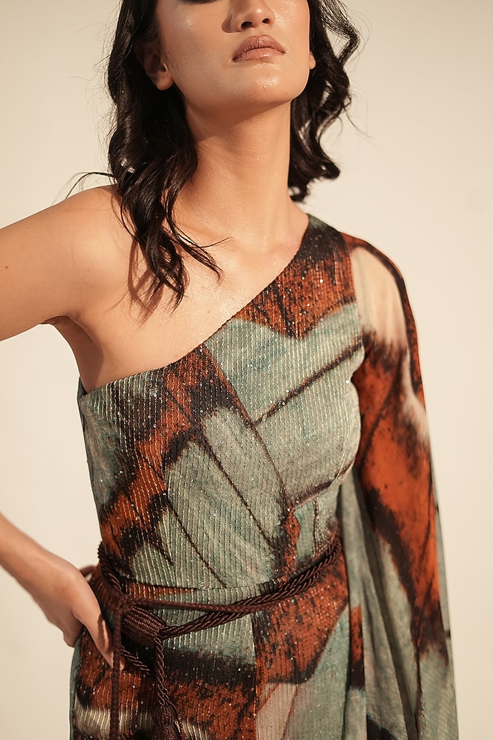 Multi-Colored Pure Georgette Printed Jumpsuit by Nikita Mhaisalkar at Pernia's Pop Up Shop
