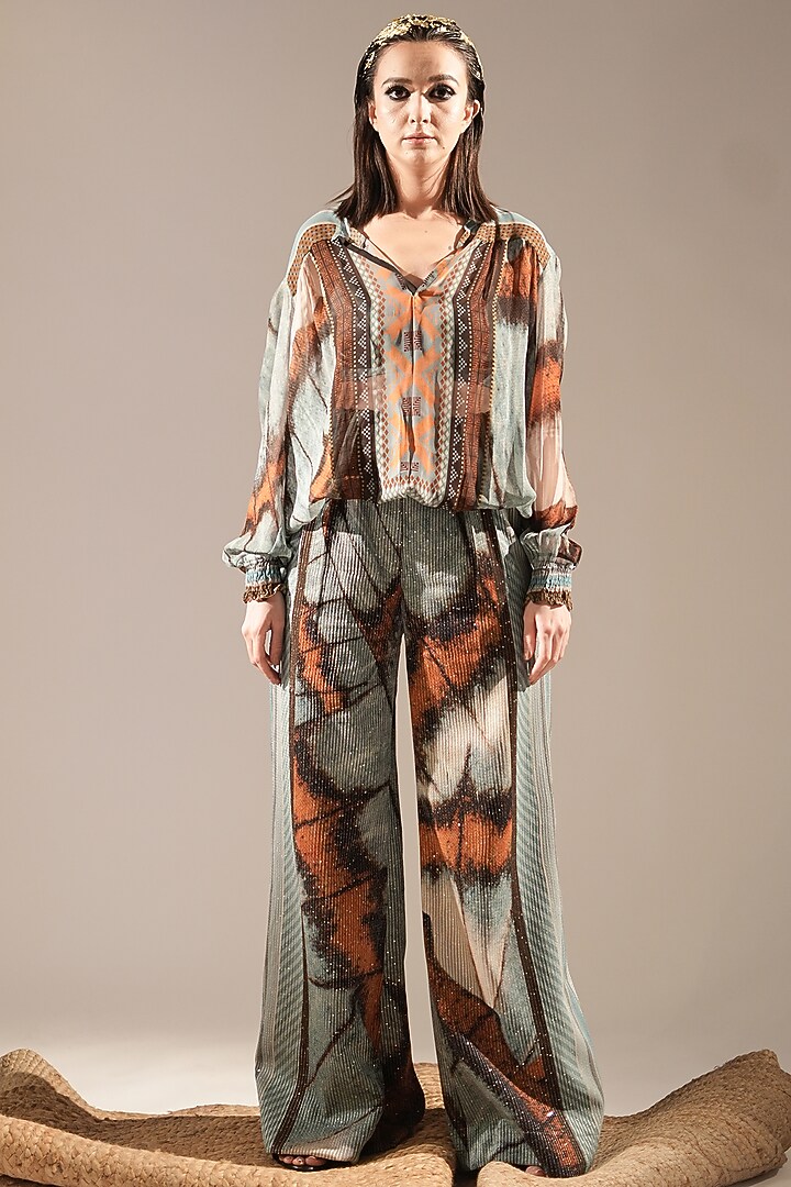 Multi-Colored Pure Georgette Printed Top by Nikita Mhaisalkar at Pernia's Pop Up Shop