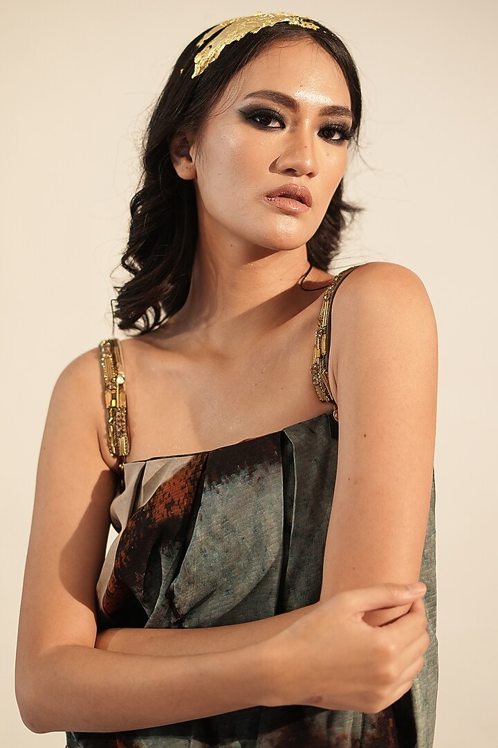 Multi-Colored Double Georgette Printed Top by Nikita Mhaisalkar at Pernia's Pop Up Shop