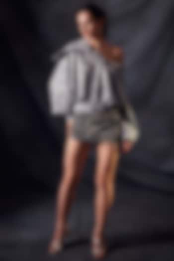 Grey Embroidered Mini Skirt by Nikita Mhaisalkar