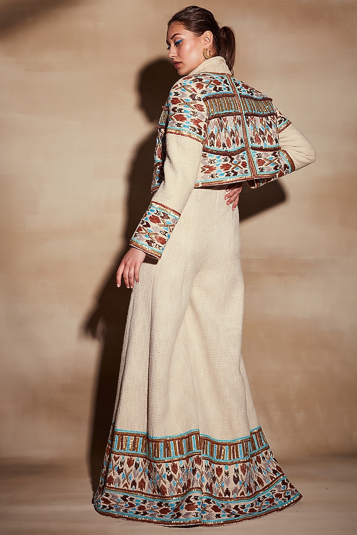 Off-White Embroidered Jacket by Nikita Mhaisalkar at Pernia's Pop Up Shop