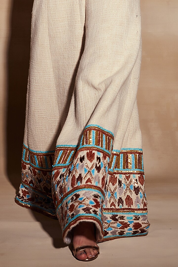 Off-White Embroidered Jumpsuit by Nikita Mhaisalkar at Pernia's Pop Up Shop