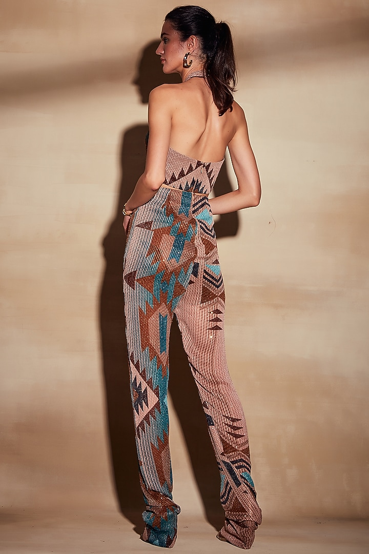 Turquoise Tapis Georgette Jumpuit by Nikita Mhaisalkar at Pernia's Pop Up Shop