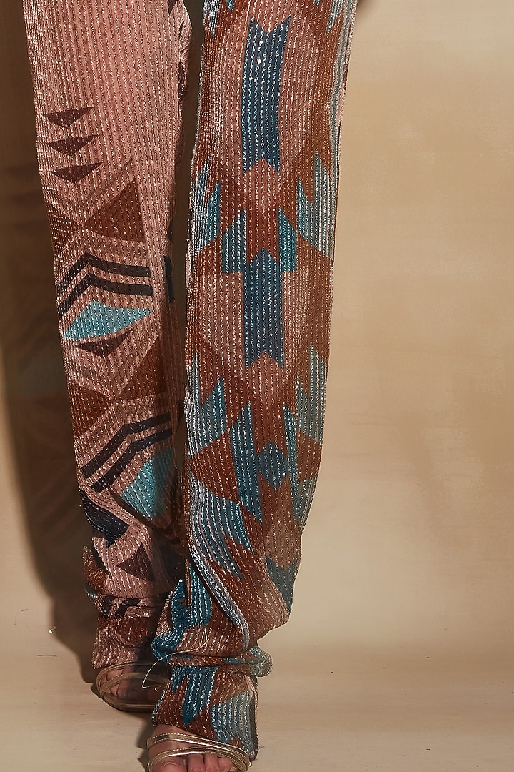 Turquoise Tapis Georgette Jumpuit by Nikita Mhaisalkar at Pernia's Pop Up Shop