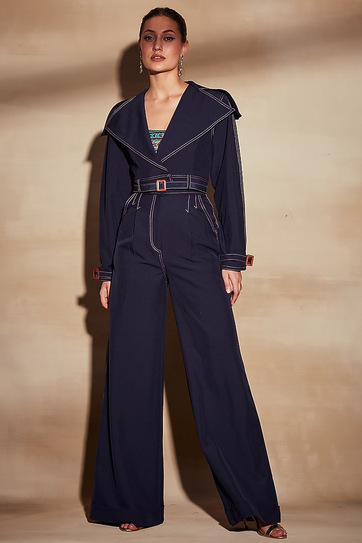 Midnight Blue Suiting Pants by Nikita Mhaisalkar at Pernia's Pop Up Shop