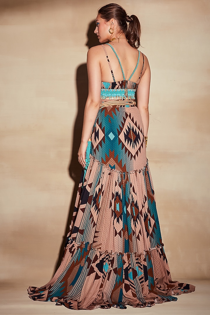 Turquoise Embroidered Top by Nikita Mhaisalkar at Pernia's Pop Up Shop