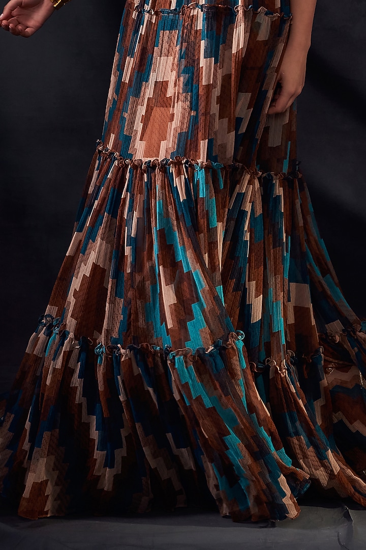 Multi-Colored Printed Maxi Party Wear Dress by Nikita Mhaisalkar at Pernia's Pop Up Shop