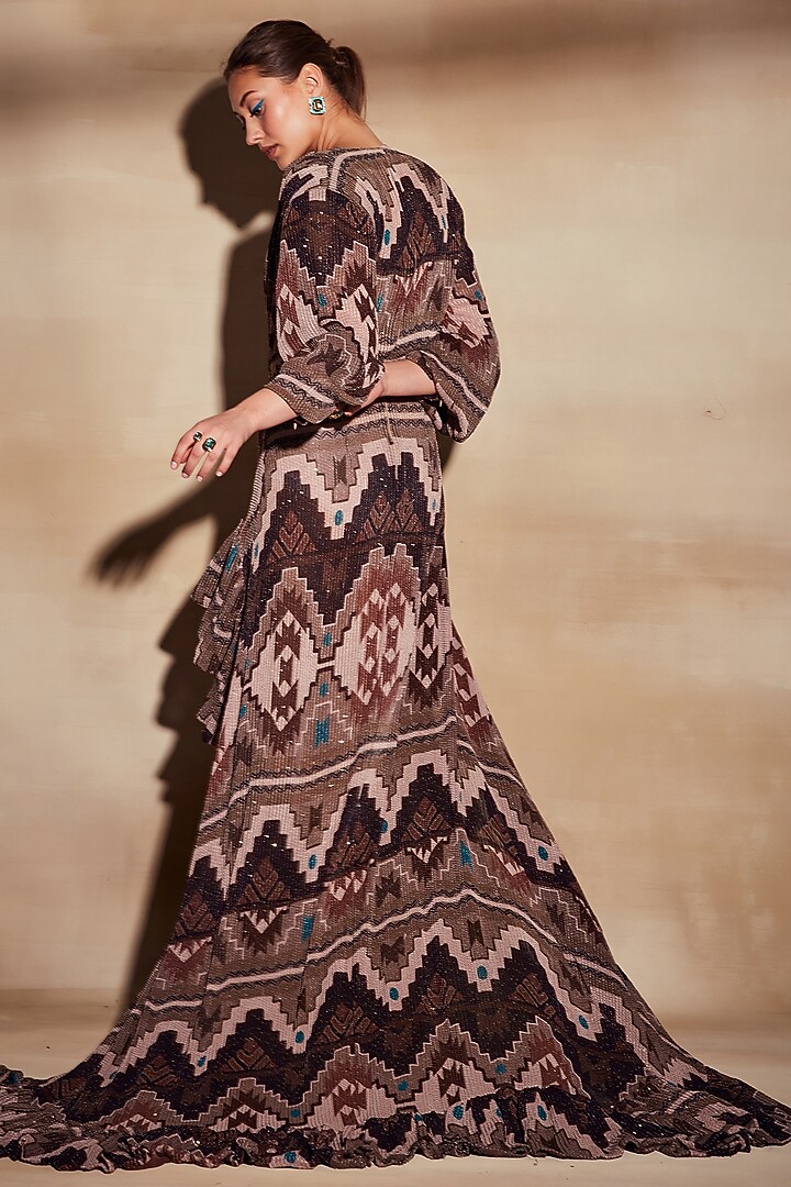 Chocolate Brown Embroidered Bralette by Nikita Mhaisalkar at Pernia's Pop Up Shop