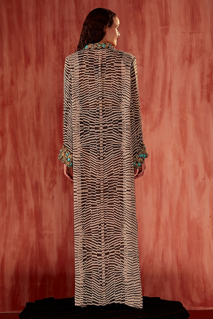 Black & White Sequins Pure Georgette Digital Printed Maxi Slip Party Wear Dress by Nikita Mhaisalkar at Pernia's Pop Up Shop