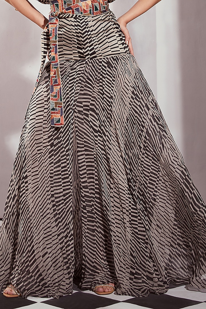 Black & White Pure Chiffon Digital Printed Maxi Cocktail Dress by Nikita Mhaisalkar at Pernia's Pop Up Shop