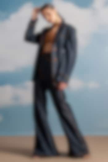 Indigo Blue Hemp Denim Pant Suit Set by Nikita Mhaisalkar at Pernia's Pop Up Shop