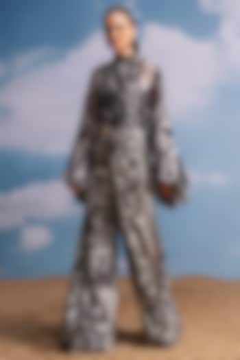 Chocolate Brown Pure Georgette Printed Top by Nikita Mhaisalkar at Pernia's Pop Up Shop