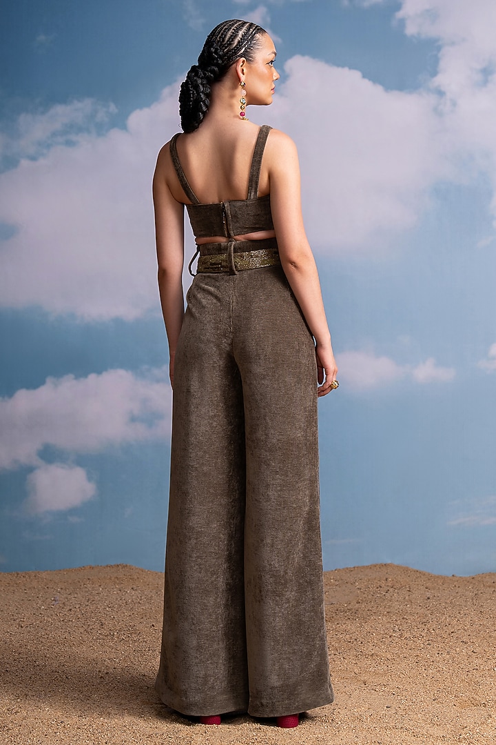 Olive Green Corduroy Bralette by Nikita Mhaisalkar at Pernia's Pop Up Shop