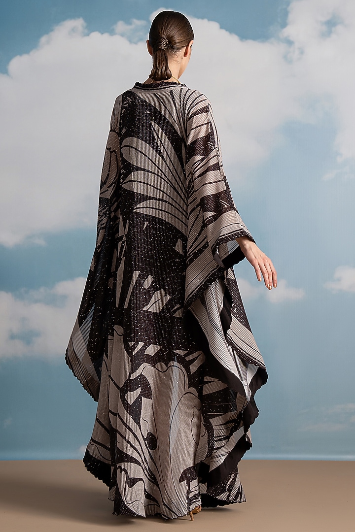 Chocolate Brown Pure Georgette Swirl Printed Kaftan by Nikita Mhaisalkar at Pernia's Pop Up Shop
