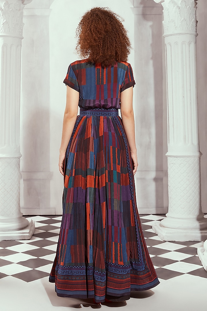 Multi-Colored Silk Crepe Printed Maxi Cocktail Dress by Nikita Mhaisalkar at Pernia's Pop Up Shop