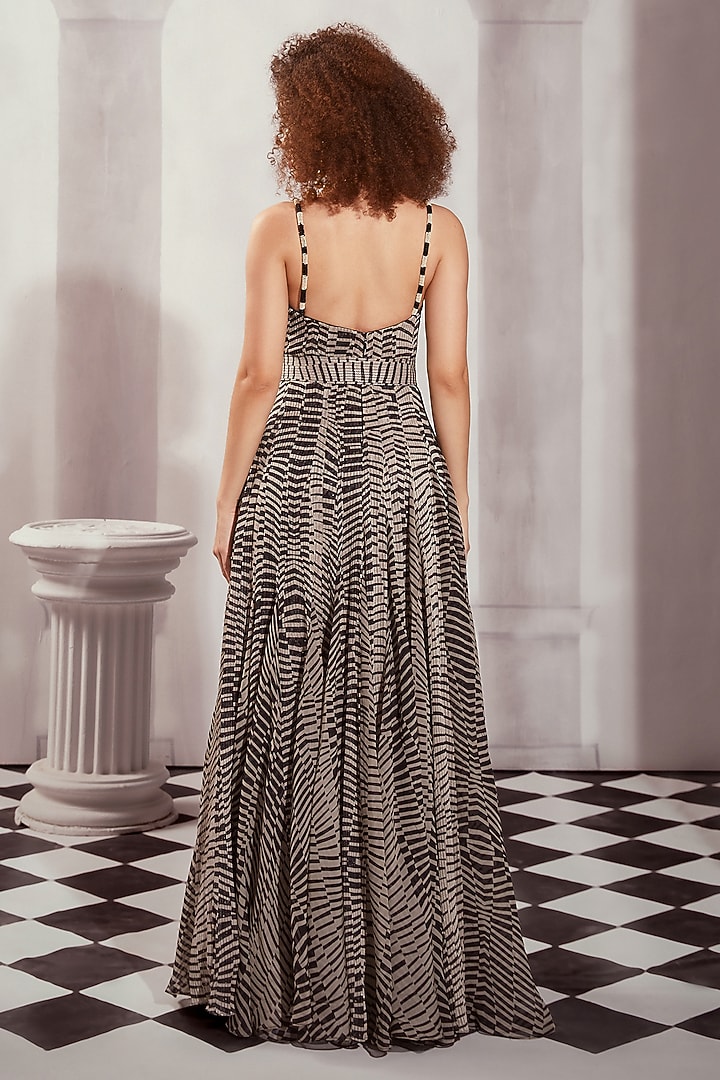 Black & White Georgette Digital Printed Pants by Nikita Mhaisalkar at Pernia's Pop Up Shop
