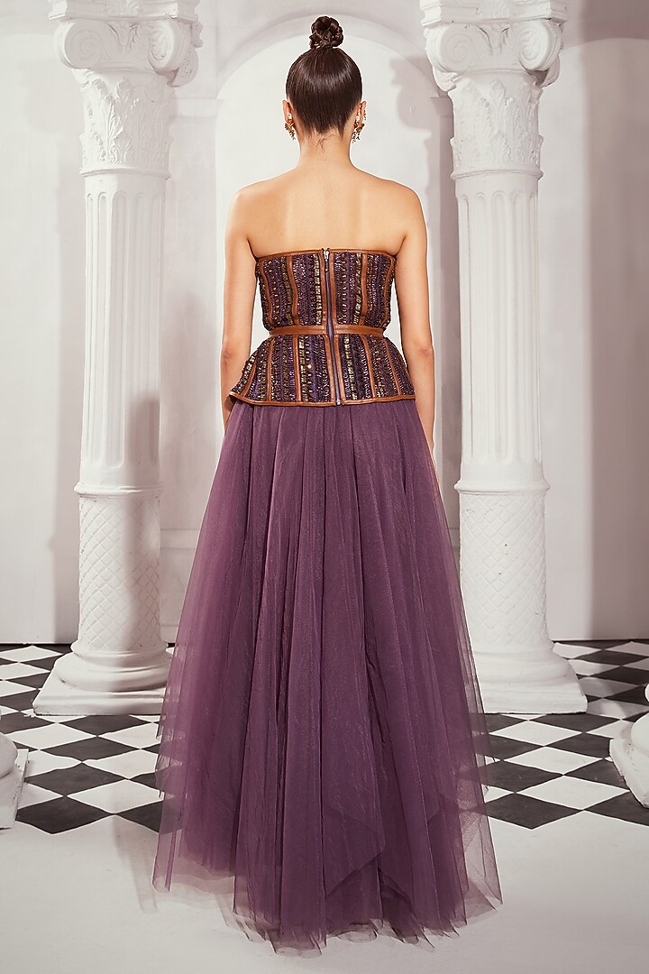 Aubergine Tulle High-Waist Skirt by Nikita Mhaisalkar at Pernia's Pop Up Shop